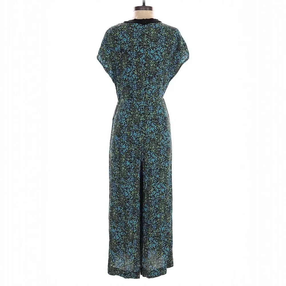New Bimba y Lola Floral Leopard Jumpsuit - Blue/Green - Size Small - MSRP $350